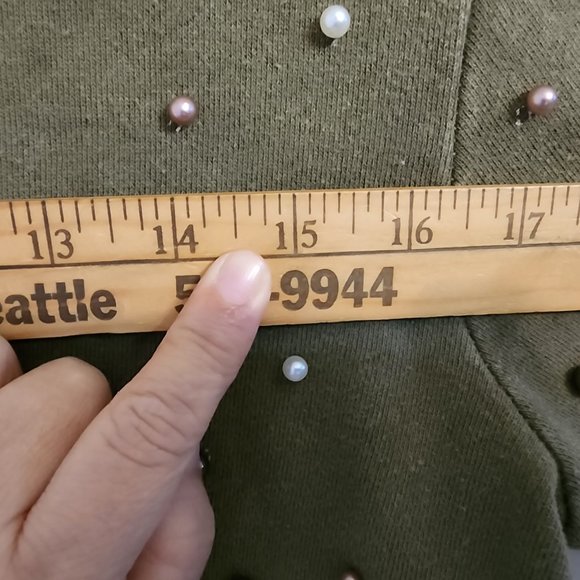 Dex Top Long Sleeve Blouse Sage Color with beaded Size S, Casual, Urban Chic - Picture 9 of 12